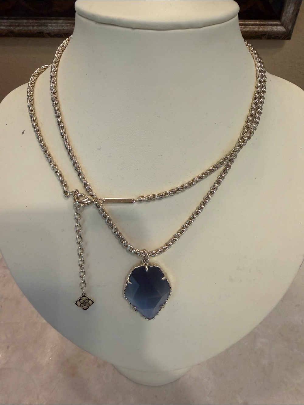 Kendra Scott Gold-Tone Long Necklace with Blue Pendant